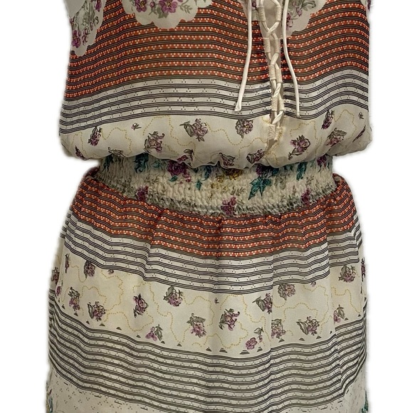 FREE PEOPLE FALLING FOR GEORGETTE BOHEMIAN CHIFFON FLORAL MINI DRESS - Picture 2 of 16